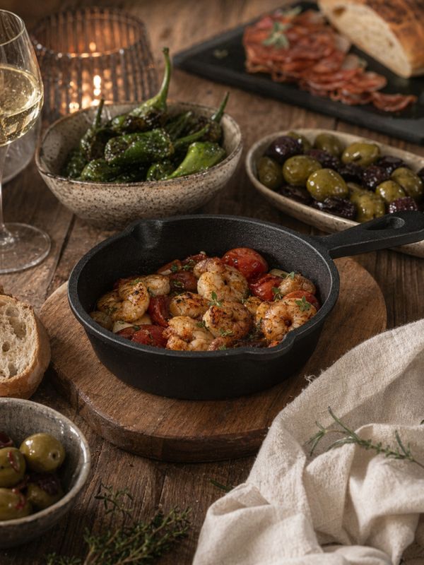 Komplett tapas-sett i støpejern