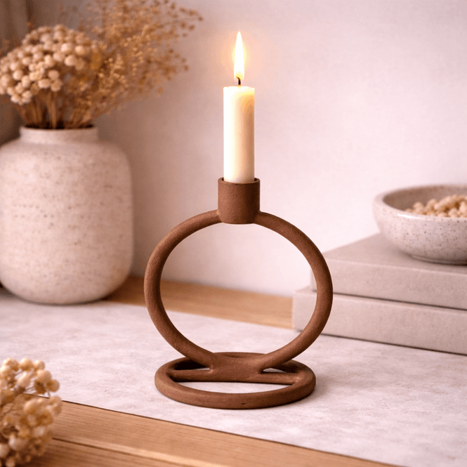 Hovedbilde Lysestake – Frosted Brown